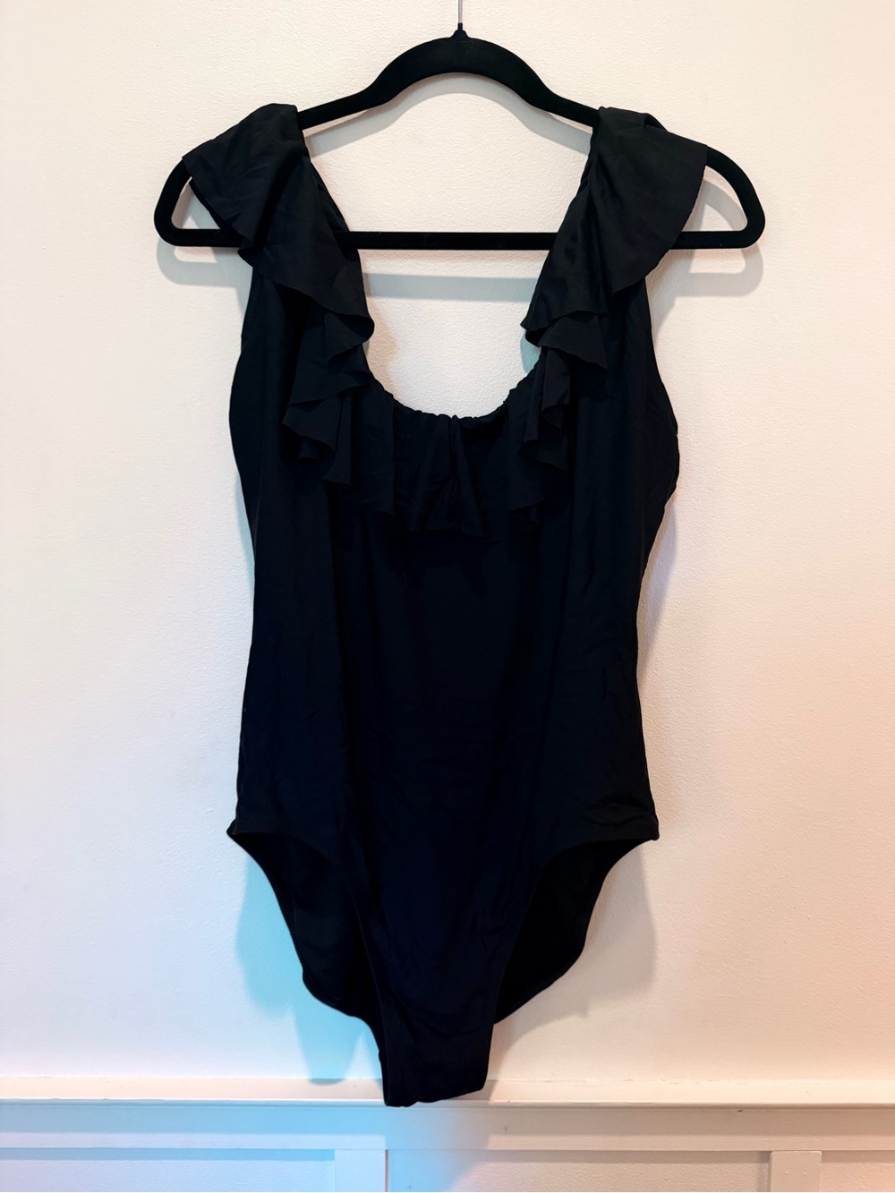 J. Crew Black Ruffle-Detail One-Piece Swimsuit